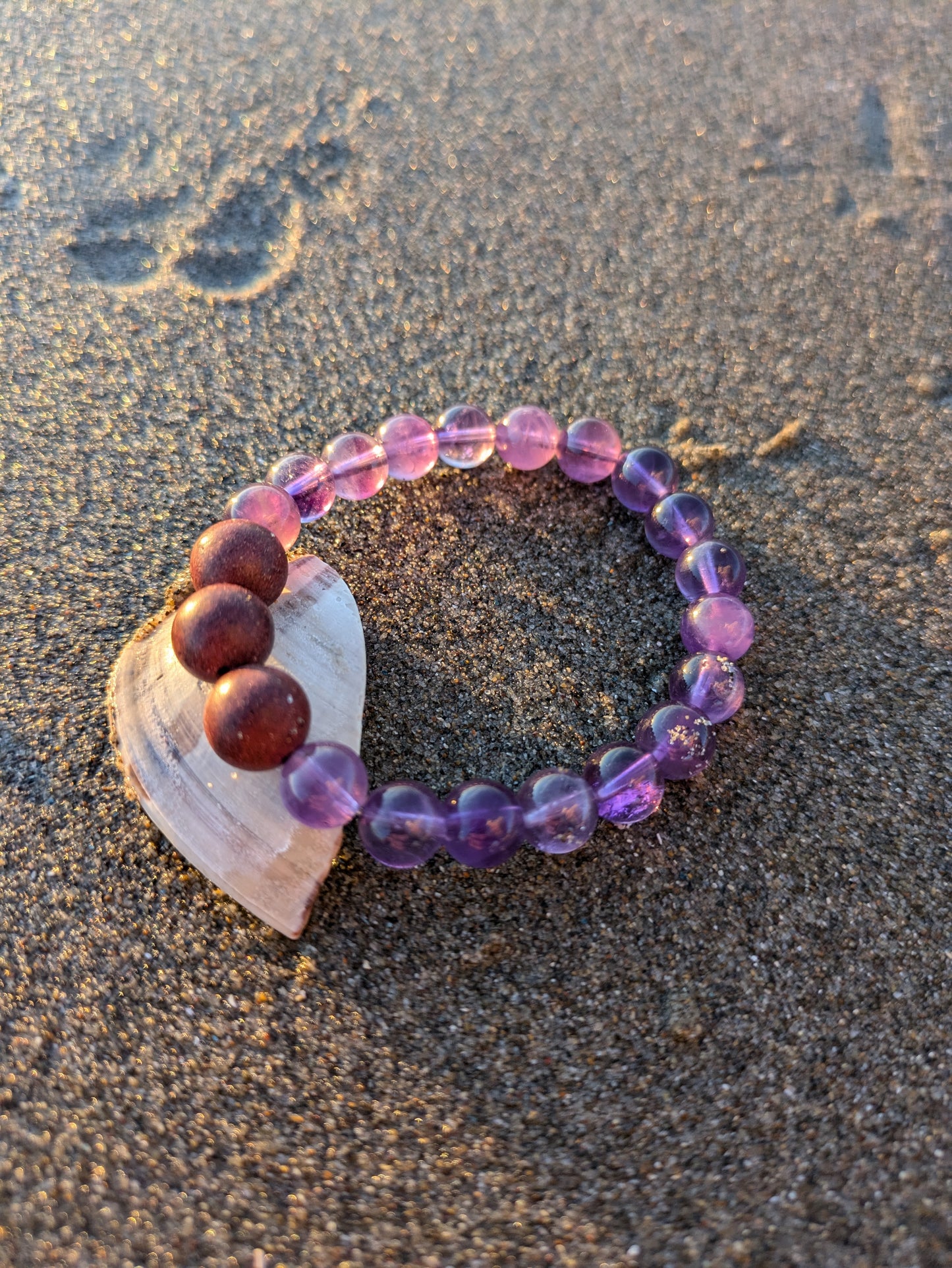 Amethyst(8mm) & Herbal Flowers Bracelet