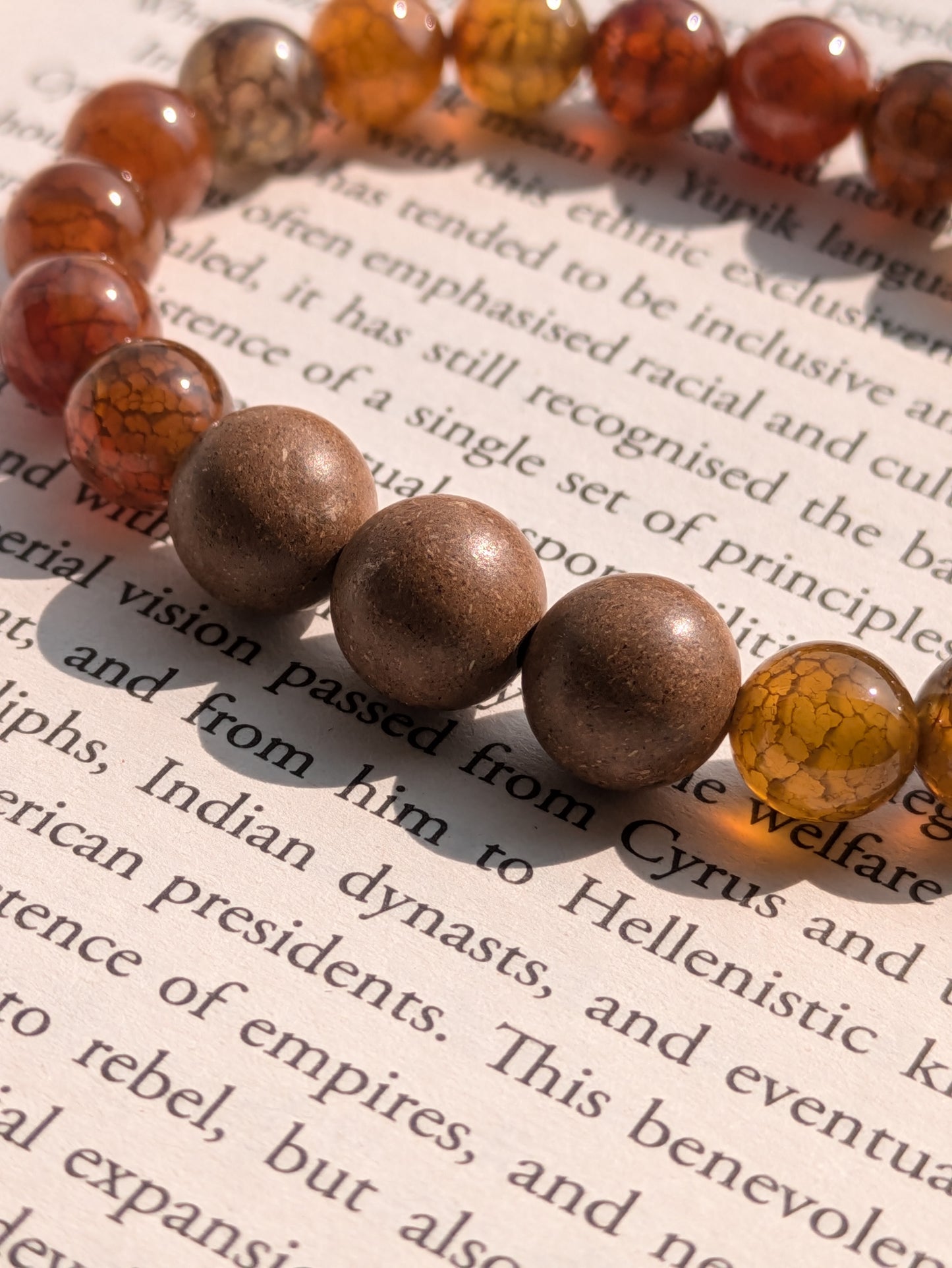 Tea Agate(8mm) & Herbal Flowers Bracelet
