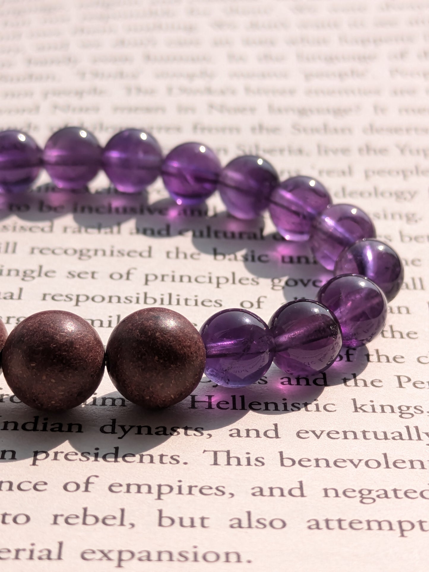 Amethyst(8mm) & Herbal Flowers Bracelet