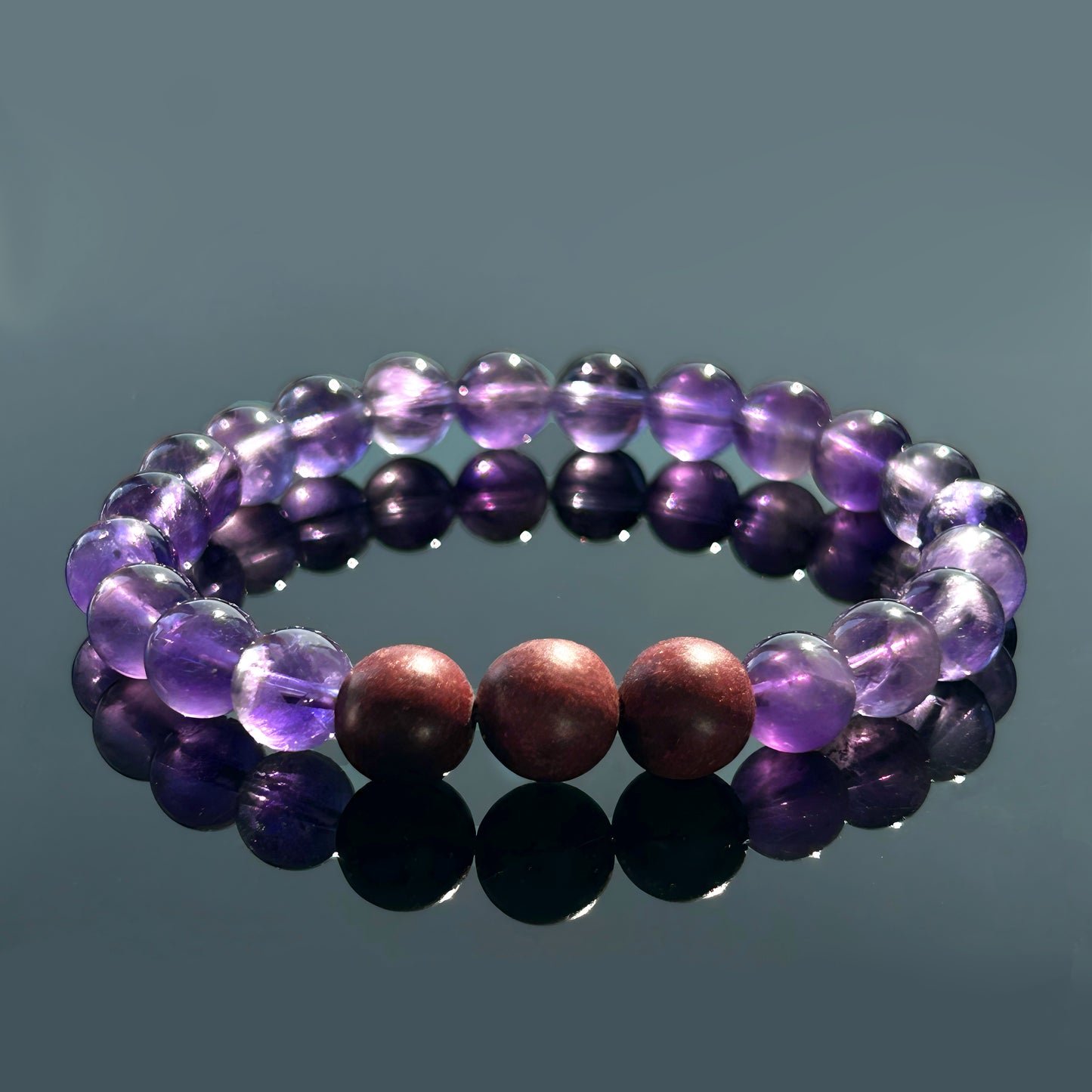 Amethyst(8mm) & Herbal Flowers Bracelet