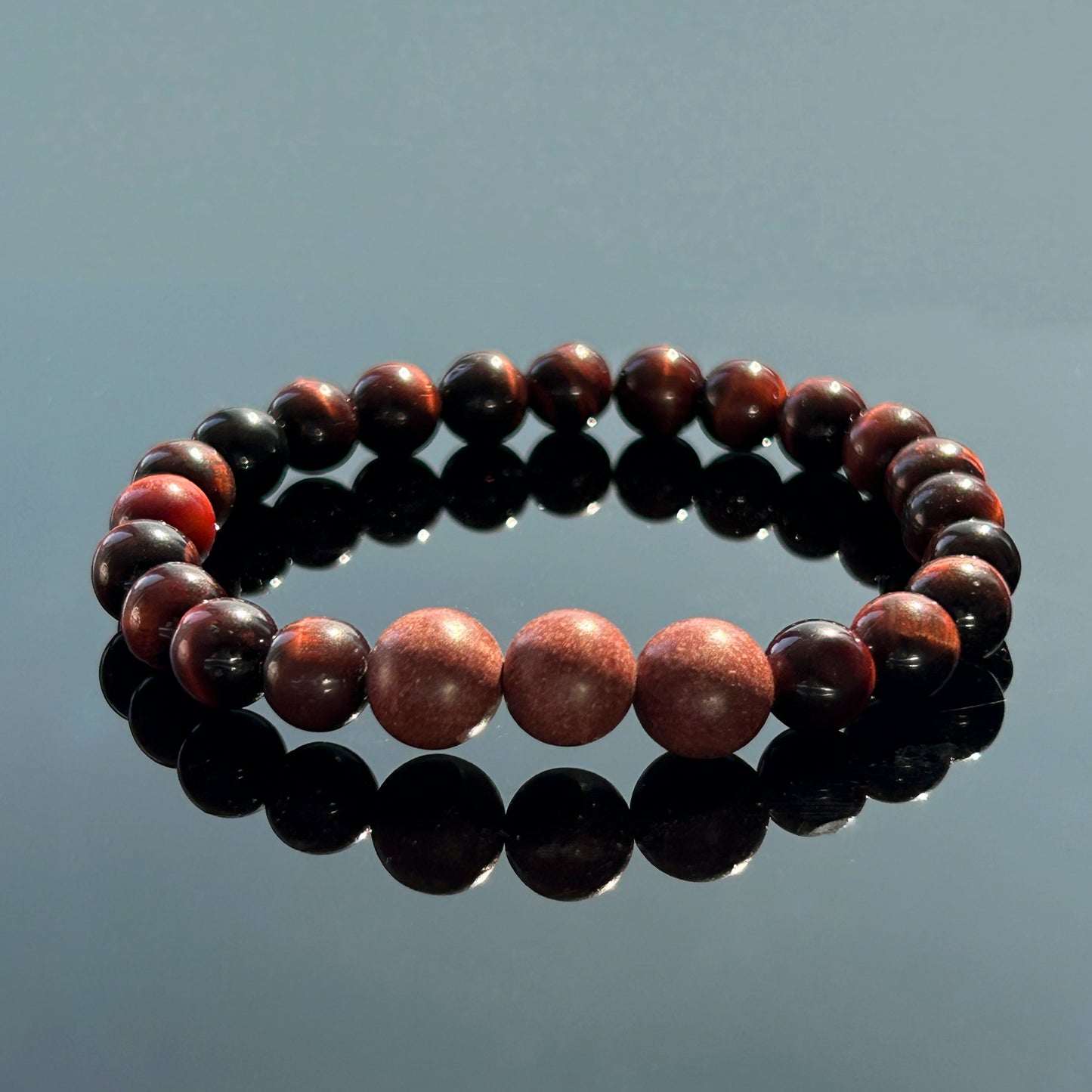 Red Tiger Eye(8mm) & Herbal Flowers Bracelet