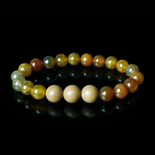 Tea Agate(8mm) & Herbal Flowers Bracelet