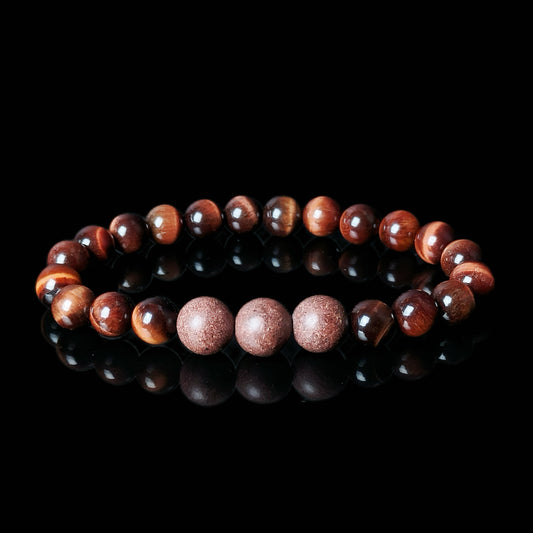Red Tiger Eye(8mm) & Herbal Flowers Bracelet