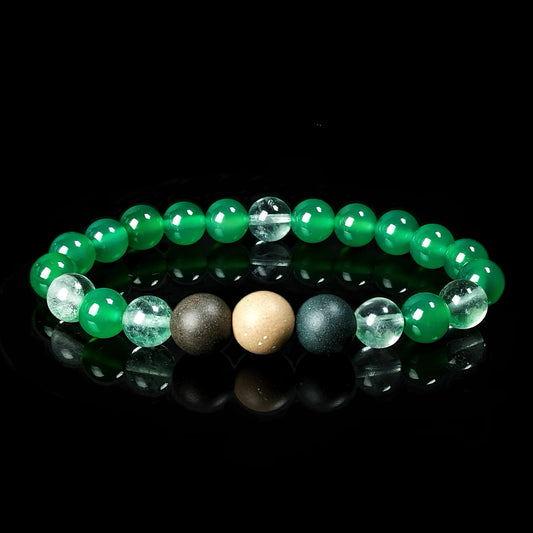 Green Agate and Fluorite(8mm) & Cultural Herbs Bracelet