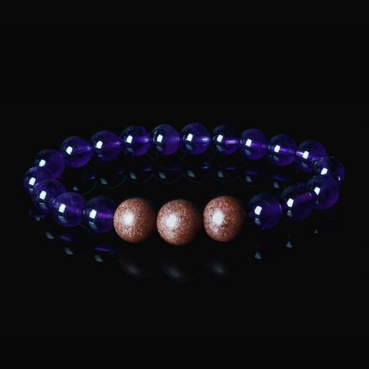 Amethyst(8mm) & Herbal Flowers Bracelet