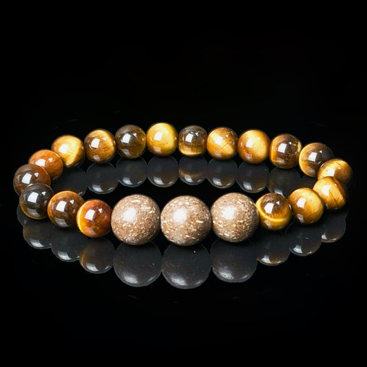 Yellow Tiger Eye(8mm) & Herbal Flowers Bracelet