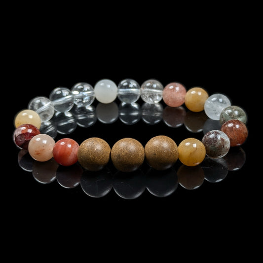 Rainbow Phantom Quartz(8mm) & Herbal Flowers Bracelet