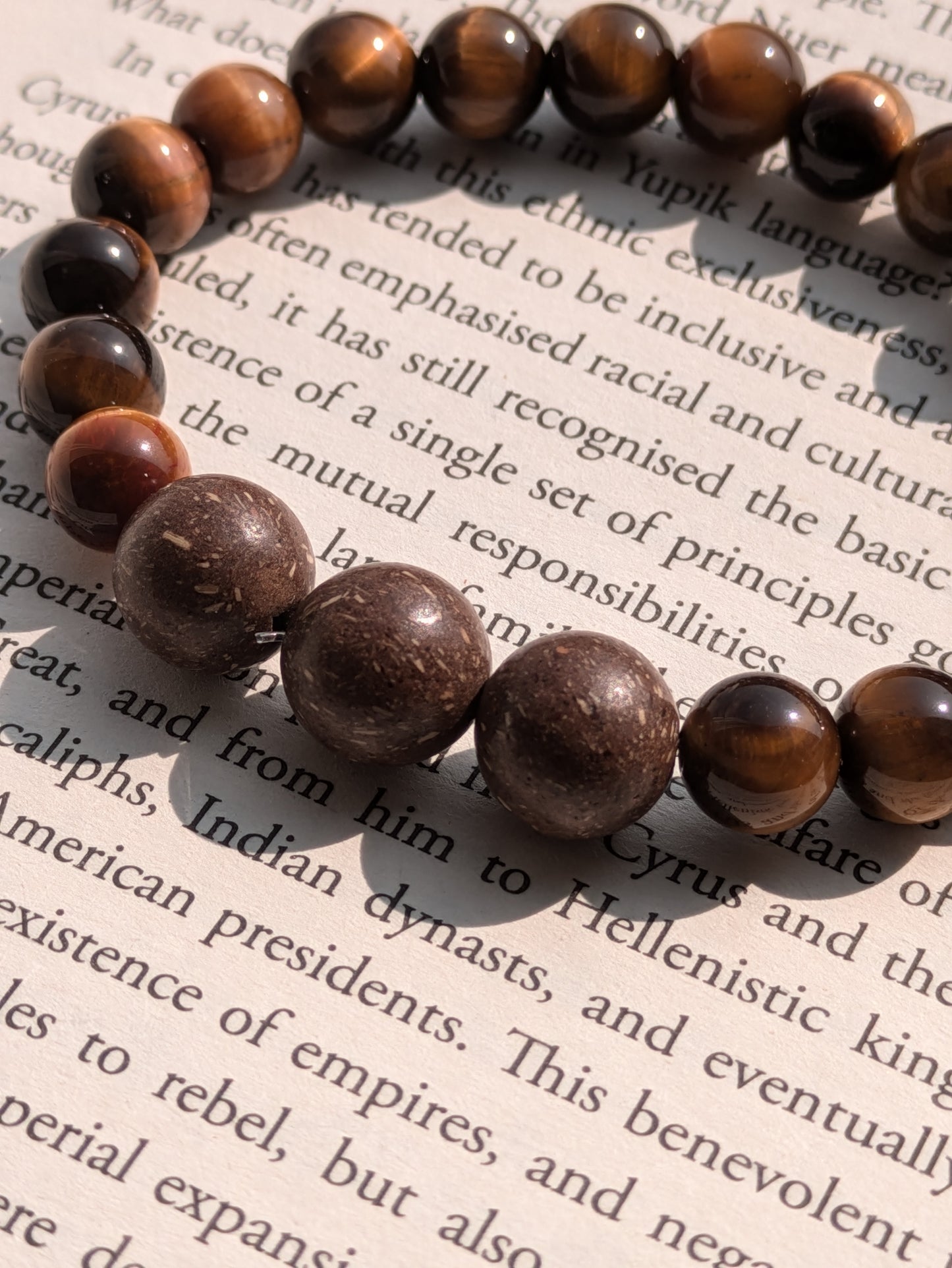 Yellow Tiger Eye(8mm) & Herbal Flowers Bracelet
