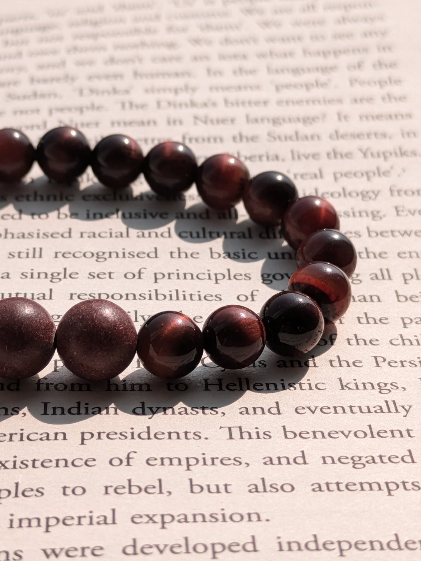 Red Tiger Eye(8mm) & Herbal Flowers Bracelet